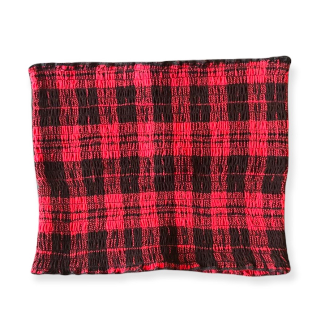Plaid smocked tube top